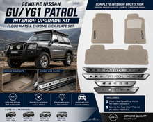 Genuine Nissan GU Y61 Patrol Carpet Floor Mats & Chrome Kick Plate Kit