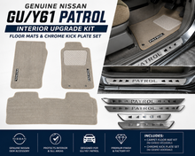 Genuine Nissan GU Y61 Patrol Carpet Floor Mats & Chrome Kick Plate Kit