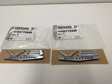 Holden New Genuine VZ VE Commodore  V8 6.0 Litre Guard Badge Pair