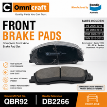 Omnicraft Front Brake Pads VE VF Commodore SS SV6 Calais WM WN Caprice DB2266