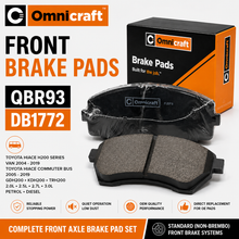 Omnicraft Front Brake Pads Toyota Hiace Commuter H200 GDH KDH TRH Bendix DB1772