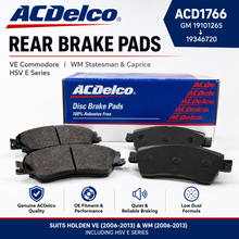 ACDelco Rear Brake Pads ACD1766 Holden VE Commodore WM Caprice Statesman GM 19346720