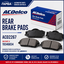 Holden VF Commodore Rear Brake Pads ACDelco ACD2267 Calais SS SV6 Evoke