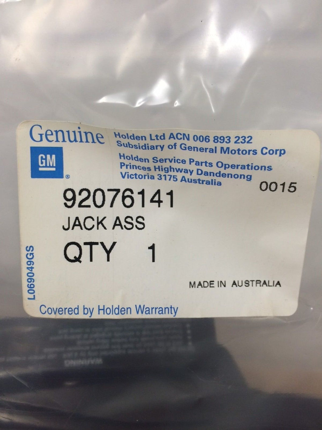 JR JS Vectra Genuine Holden  spare wheel Jack Assembly
